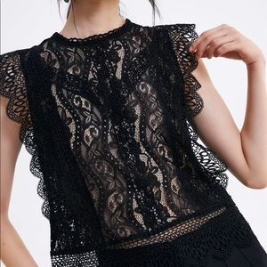 Zara NWT Black lace see through top. NWT